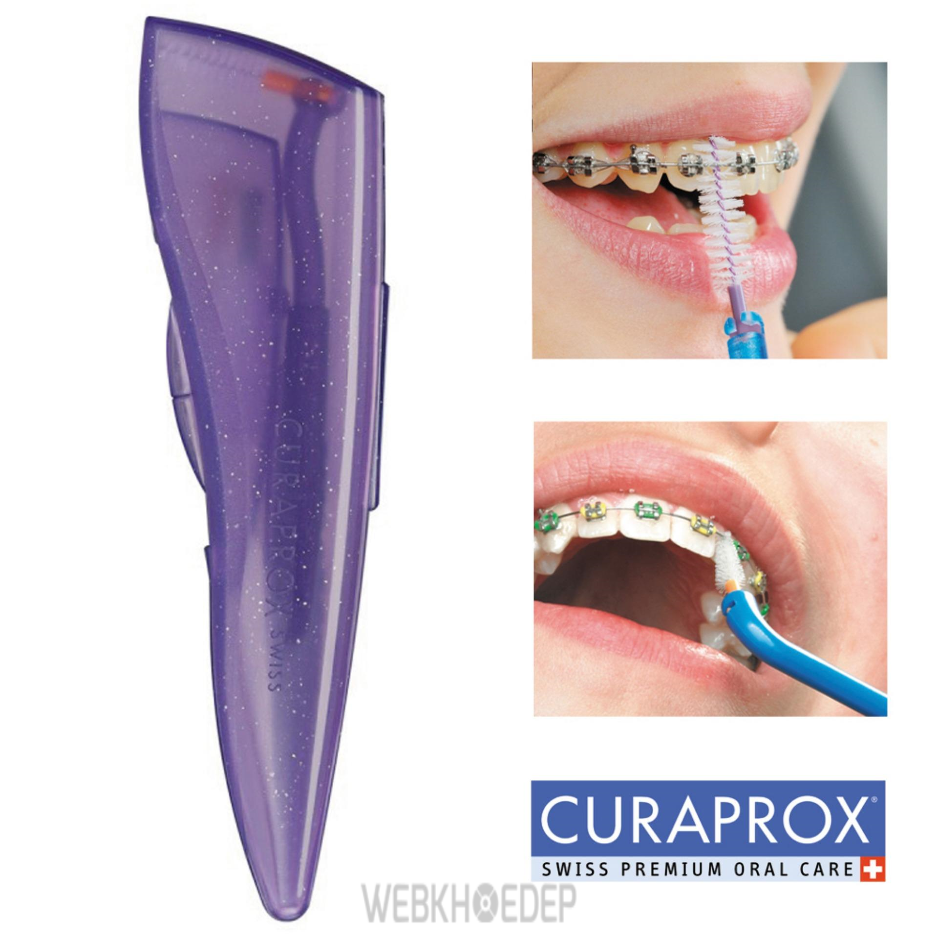 Bộ bàn chải kẽ vệ sinh răng niềng CURAPROX Ortho Pocket Set gồm nhiều dụng cụ giúp làm sạch răng miệng tối ưu