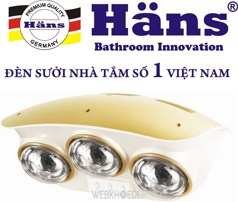 Đèn sưởi nhà tắm 3 bóng Hans H3B Bạc