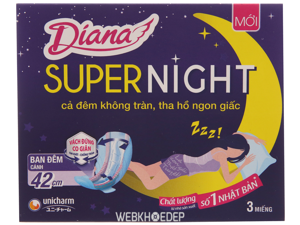 Băng vệ sinh ban đêm Diana Sensi Night 42cm