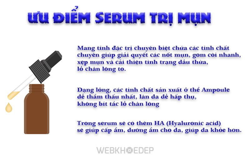 ưu điểm serum trị mụn